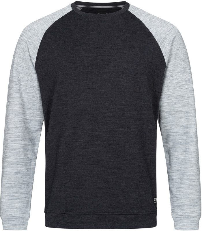 super.natural Signature Contrast Crew Trui Heren, jet blk melange/ash melange/fresh white back L 2020 Sweatshirts & Trainingsjassen