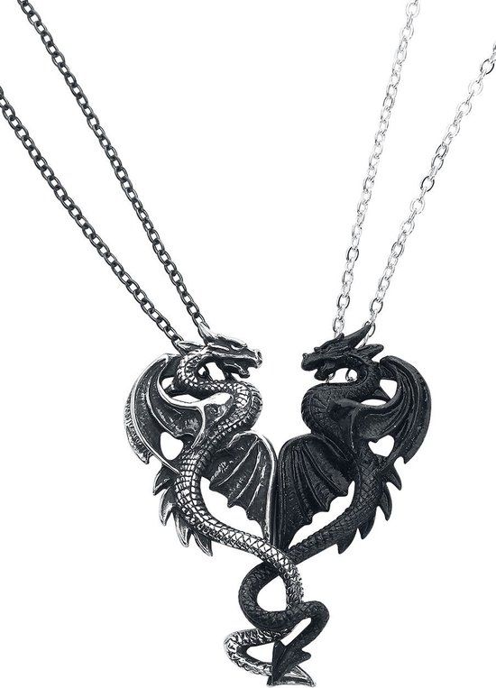 Alchemy Gothic Draconic Tryst Unisex Halsketting - zwart/zilverkleurig