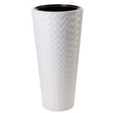 Form Plastic Plantenpot/bloempot Makata - kunststof - wit - D30 x H59 cm - met binnenpot