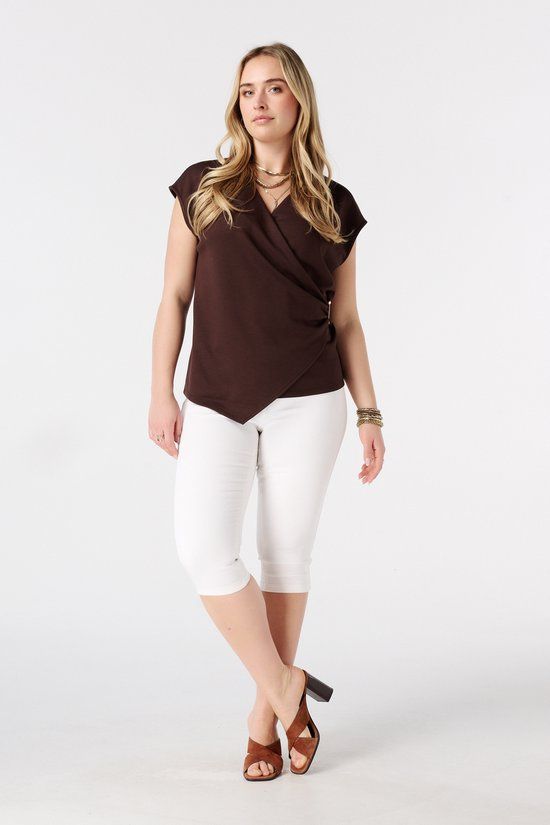 MS Mode Tregging Capri tregging met denim look - Wit - Maat 48