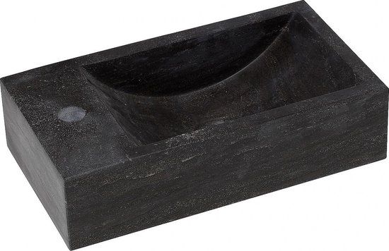 Wiesbaden Alhena fontein - 40x22cm - Zwart - Natuursteen - Links kraangat