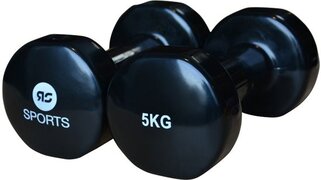 RS Sports Dumbells - 2 x 5 kg - Vinyl - Zwart