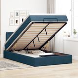 vidaXL Ottomaans bed met matras donkerblauw 120x190 cm fluweel