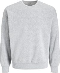 JACK & JONES Jacollie sweatshirt uni coupe décontractée - sweatshirt homme polyester à col rond - gris (gris chiné clair)