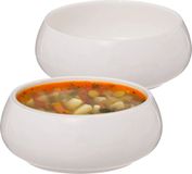 Secret de Gourmet Soepkommen/serveer schaaltjes - 2x - Nora - porselein - D15 x H6 cm - ivoor wit