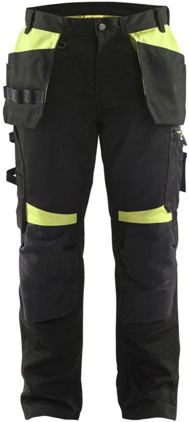 Blåkläder Werkbroek met spijkerzakken 1555-1860 - Zwart/High Vis Geel - C150