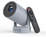 HY300Pro+ Smart Beamer - Mini-projecteur - Android 14, WLAN, Bluetooth 5.4 - 8000 lumen, 720p HD - Correction automatique de distorsion - Commande vocale - Gris