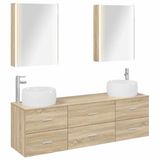 vidaXL Badkamermeubel Set Sonoma Eiken Hout en Glas