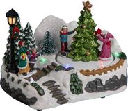 Feeric Lights & Christmas Kerstdorp kerst tafereel met beweging en LED verlichting - 18 cm