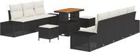 vidaXL Tuinset, 10-delig, 9 zitplaatsen, Zwart, Polywood
