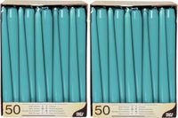 Conpax Bougies Bougies de table Mega Pack - 100x pièces - turquoise - 25 cm - Bougies de table