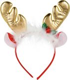 Home & Styling Kerst diadeem/haarband - rendier gewei met oren - goud - polyester