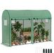 Outsunny Serre de jardin 3 m² en PE, serre d'extérieur avec bâche renforcée 140 g/m² Anti-UV, châssis en acier, 2 portes zippées déroulantes et 4 fenêtres enroulables, 3 x 1 x 2 m, vert