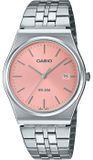 CASIO MTP-B145D herenhorloge, roze, quartz, analoog, roestvrijstalen band