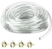 Tuyau en PVC, 5 mètres - Transparent - 8 mm x 11 mm - Avec 4 colliers de serrage