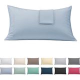 ECOMMERC3 Set van 2 kussenslopen, 50 x 75 cm, extra zacht en comfortabel, azuurblauw, gemaakt in Spanje, ademend, gemakkelijk te wassen