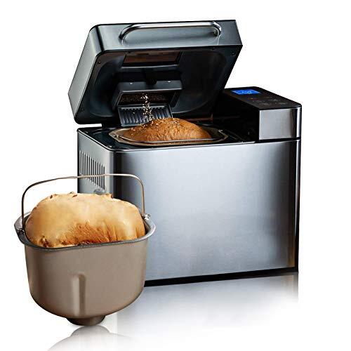 COOCHEER Broodmachine met 19 vooraf ingestelde programma's van roestvrij staal, machine voor brood en snoep, capaciteit 500 - 1000 g, 15 uur timerfunctie, 710 W, constante temperatuurfunctie, zilver