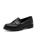 Tamaris dames loafers met panterprint details zwart