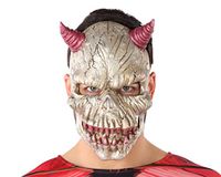 Atosa 62381 Demonio-masker met hoorns en tanden, fuchsia