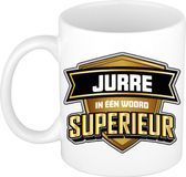 Bellatio Decorations Naam mok Jurre - wit - Superieur - keramiek - 300 ml - collega beker - cadeau