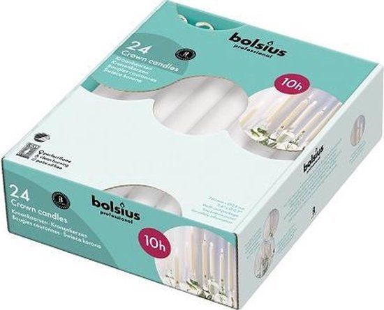 Bolsius Kroonkaarsen - Wit - 24 stuks