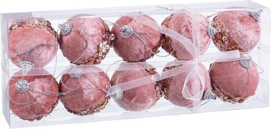 Roze Gouden Kerstballen - Polyfoam - 6 x 6 x 6 cm (10 Stuks)