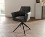 DELIFE Chaise de salle à manger Xana-Flex avec accoudoir piètement croisé large microvelours noir anthracite vintage pivotant à 360° noyau à ressorts ensachés