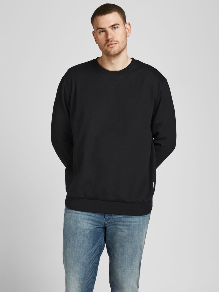 JACK & JONES PLUS JJEBASIC SWEAT CREW NECK NOOS PLS Heren Trui - Zwart - XXXL