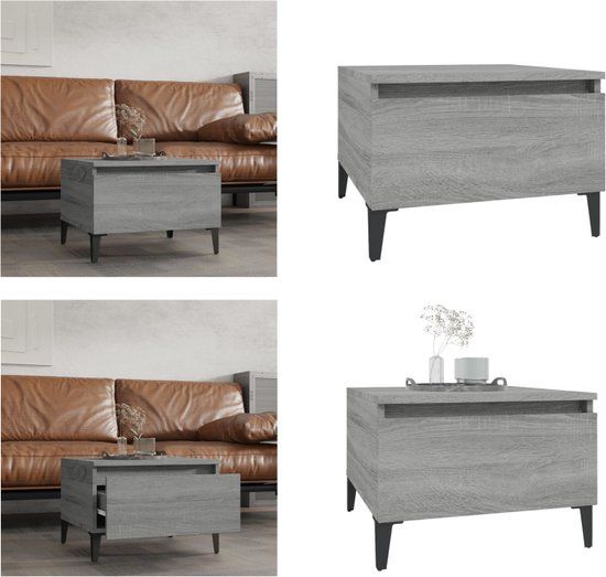 vidaXL Bijzettafel - 50x46x35 cm - Bewerkt Hout - Grijs Sonoma Eikenkleurig