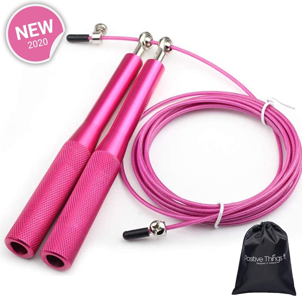 Positive Things Springtouw Premium - Verstelbare Jumprope - Roze Staal