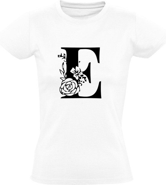 Sol's Letter E Dames T-shirt | Wit | Maat L | Katoen