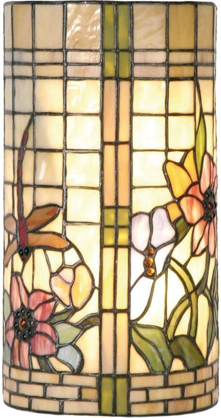 Clayre & Eef Tiffany Cilinder - Wandlamp - Ã˜ 18 cm - Multicolor