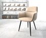 DELIFE Fauteuil Pejo-Flex 4 pieds coniques noir microvelours beige vintage noyau ressorts ensachés