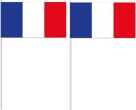 Merkloos / Sans marque Suthor Papierverarbeitung Gmbh & Co Kg Frankrijk zwaaivlaggetjes - 100x - 12 x 24 cm - papieren vlag - met stokje 40 cm