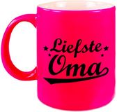 Bellatio Decorations Shoppartners Bv Liefste oma cadeau koffiemok - drink beker - neon roze - 300 ml - verjaardag - moederdag
