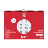 MP Wandkalender 2026, maandoverzicht januari - december (12 maanden), jaarplanner 2026, neutrale maandplanner - Spaans, 26,5 x 24,3 cm