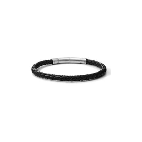 Fossil JF 00510797 gevlochten lederen armband - Zwart