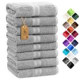 NatureMark Set van 8 Handdoeken - 100% Katoen - Absorberende en Duurzame Handdoeken, Maat 50×100 cm, Zilvergrijs