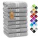 NatureMark Set van 8 Handdoeken - 100% Katoen - Absorberende en Duurzame Handdoeken, Maat 50×100 cm, Zilvergrijs