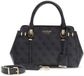 GUESS Leona Logo Multi Compartment Satchel Coal Logo donkergrijs