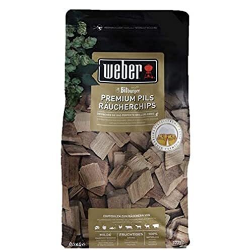 Weber Weber 17782 Rookchips Bitburger Premium Pils, 700 g, voor alle vlees-, groente- en kaassoorten, zoete fruitige smaak, roken, aroma, grillen