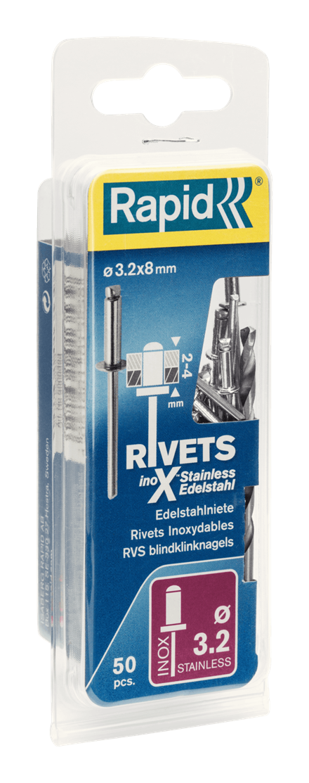 Rapid 5000393 Klinknagels - Roestvrijstaal - 50 stuks