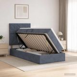 vidaXL LED opbergbed met matras Donkergrijs 90 x 200 cm Fluweel