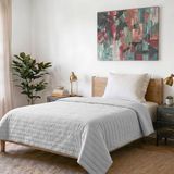 Italian Bed Linen Satijn Zomer Quilt, Polyester, Wit, 170x250cm