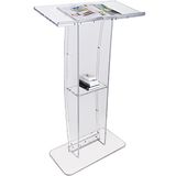 VEVOR Podium 119,8 cm acryl muziekstandaard met groot leesoppervlak en opbergruimte voor kantoor, school, draagkracht 15 kg, transparant