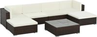 The Living Store Loungeset Poly Rattan - Brown - 7 Pieces - Weatherproof