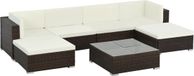 The Living Store Loungeset Poly Rattan - Brown - 7 Pieces - Weatherproof