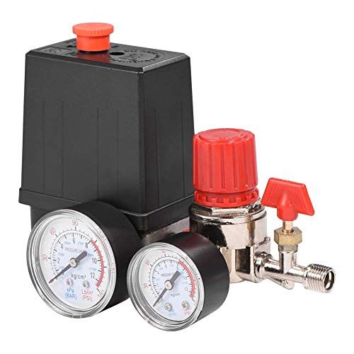Nikou Drukschakelaar compressor - 1 pak kleine luchtcompressor drukschakelaar regelventielregelaar met meetapparaten