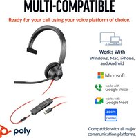 HP Poly Blackwire C3315 On Ear Headset - Mono - Black - USB-C/A & 3.5mm
