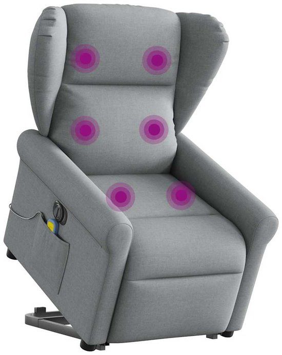 vidaXL Sta-op-massagestoel elektrisch verstelbaar stof lichtgrijs